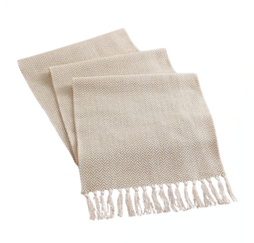 Blusmart Tischläufer Tischläufer Rechteckige Häkelspitze Tischdecken (Nordic Stil Beige 1-tlg, Handgemachten Quaste Baumwolle Leinen), Geeignet als Tischdekoration von Blusmart