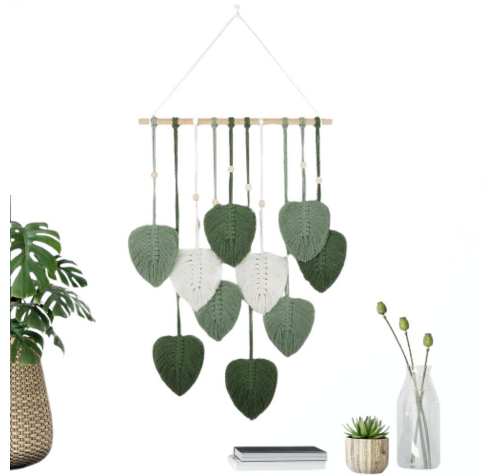 Blusmart Wandteppich Gewebter, handgefertigter Wandteppich, Höhe: 90 mm, Wandbehang mit Blattmotiv aus Baumwollseil Blusmart Wandteppich Gewebter, handgefertigter Wandteppich, Höhe: 90 mm, Wandbehang mit Blattmotiv aus Baumwollseil von Blusmart