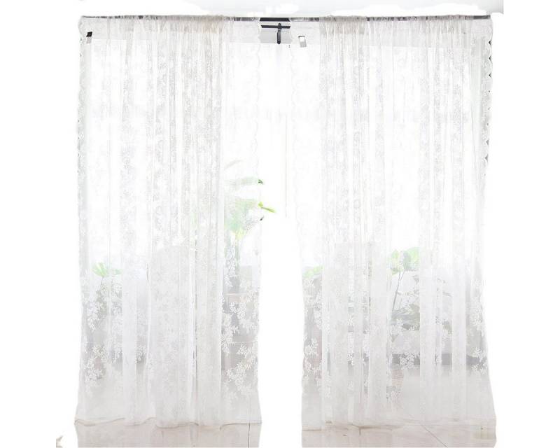 Blusmart Gardine Gardine Vorhang Florale, Screening Tür Vorhänge, Durchzuglöcher (1 St), halbtransparent, Voile, halbtransparent für Wohnzimmer, Schlafzimmer, Terrasse, Garten von Blusmart