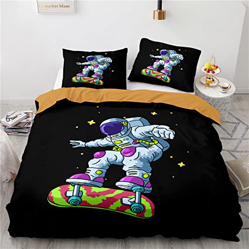 Bettbezüge 135X200 Hochwertige Mikrofaser Bequem Und Langlebig Skateboard Sommerbettwäsche 135 X 200 cm + 2 Kissenbezüge 80X80 von BluvLy