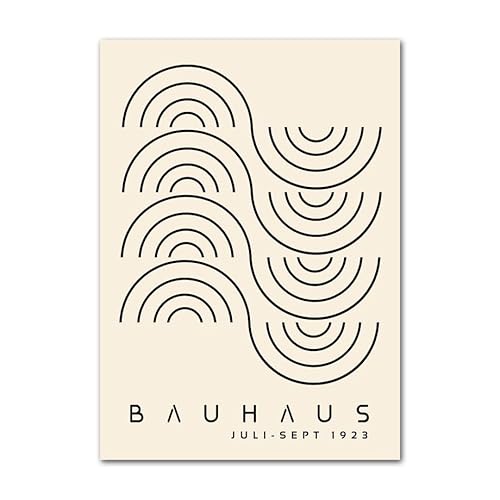Abstrakte Bauhaus-schwarze Streifenlinien, moderne Wandgalerie, Kunst-Leinwandgemälde, nordische Poster und Drucke, Wohnzimmer-Inneneinrichtung (Color : F, Size : 40X50 cm Unframed) von Bluvos