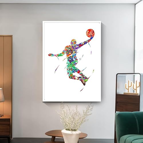 Basketball Poster Nordic Moderne Dekoration Aquarell Basketball Junge Wand Kunst Malerei Kawaii Zimmer Dekor Leinwand Poster Geschenke (Color : C, Size : 40x50cm No Frame) von Bluvos