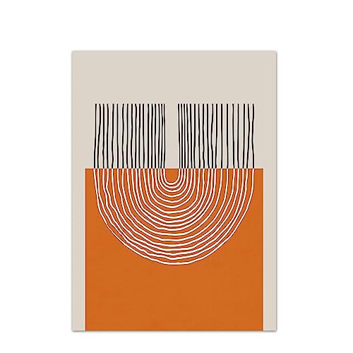 Moderne minimalistische nordische orange geometrische abstrakte Linie Charakter Wandkunst Leinwand Malerei Poster for Wohnzimmer Home Decor (Color : C, Size : 40x50cm No frame) von Bluvos