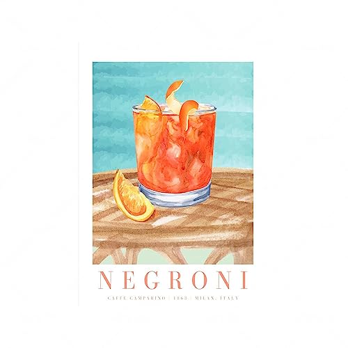 Negroni Cocktail Amalfi Orange Obst Markt Wand Kunst Leinwand Malerei Nordic Poster Und Drucke Wand Bilder for Bar Zimmer Dekor (Color : B, Size : 40x60cm no frame) von Bluvos