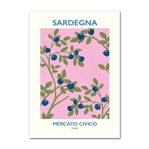 Obst Blumenmarkt Erdbeere Papaya Zitrone Abstrakte nordische Stil Wandkunst Leinwand Malerei Poster und Drucke Wohnzimmer Dekor (Color : G, Size : 40X50 cm Unframed) von Bluvos