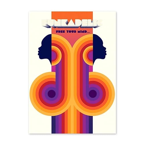 Retro Abstrakte Welle Regenbogen Sonne Geometrische Torus Poster Und Drucke Wand Kunst Leinwand Malerei Wand Bilder for Wohnzimmer Dekor (Color : A, Size : 40X50cm No Framed) von Bluvos