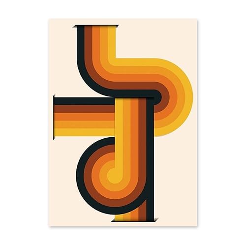 Retro Abstrakte Welle Regenbogen Sonne Geometrische Torus Poster Und Drucke Wand Kunst Leinwand Malerei Wand Bilder for Wohnzimmer Dekor (Color : D, Size : 50X70cm No Framed) von Bluvos