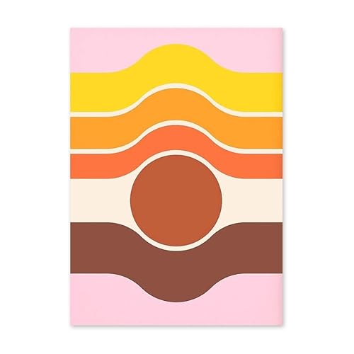 Retro Abstrakte Welle Regenbogen Sonne Geometrische Torus Poster Und Drucke Wand Kunst Leinwand Malerei Wand Bilder for Wohnzimmer Dekor (Color : F, Size : 50X70cm No Framed) von Bluvos