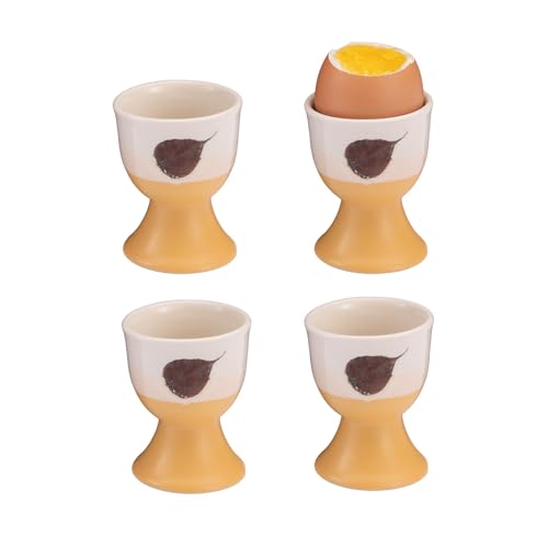 Bluweet Eierbecher Porzellan Eierbecher Set für Hart und Weichgekochten Eiern, 6 Porzellan Eierbecher Gelb mit herzförmigen Mustern von Bluweet
