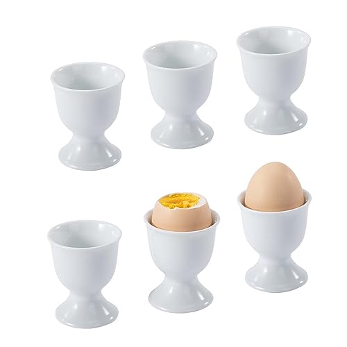 Bluweet Eierbecher im 6er Stück Set Weiss Eierhalter Eierständer Porzellan aus Keramik 7x5 cm für Jeden Frühstückstisch Hart und Weichgekochten Eiern Weiß von Bluweet