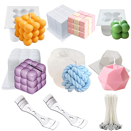 Silikonform Kerze Bubble DIY, Silikon Kerzenwachs Kerzenformen Zum Gießen 3D Schokoladen-Backformen, Kerzen Selber Machen Formen mit 50 pcs Kerzendocht und 2 pcs Kerze Dochte Halter von Bluweet