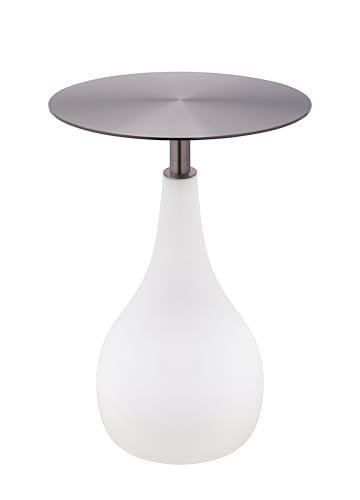 BlvdEi8ht Eleganter Angelina Beistelltisch – Tischplatte aus satiniertem Messing mit weißem Harzsockel – runder Akzent oder Beistelltisch – minimalistisches, modernes Design – 45,7 cm Durchmesser x 66 von BlvdEi8ht