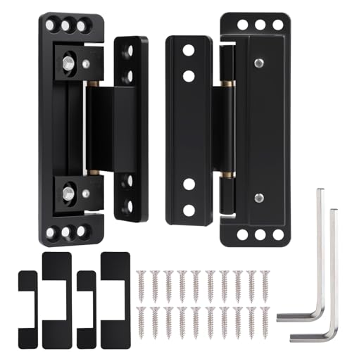 2 Stück Verstellbares Verdecktes Türscharnier, Schwerlast Zinklegierung 110 Grad Schwenkscharnier, 2-fach Einstellbares Torscharnier für Holztüren Aluminium Holz Tür Türstärken über 40mm (Schwarz) von BlyeMichdi