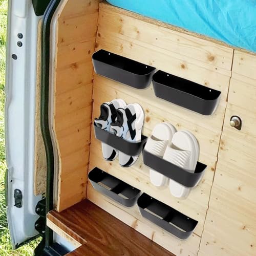 4 Stück Schuhhalter Wand für Wohnmobile, Wandmontage Schuhregal, Tür Schuhorganizer für Camping Wohnmobil, Platzsparend, Selbstklebend oder Schraubmontage, Kunststoff Hängende Schuhregale Schwarz 4 Stück Schuhhalter Wand für Wohnmobile, Wandmontage Schuhregal, Tür Schuhorganizer für Camping Wohnmobil, Platzsparend, Selbstklebend oder Schraubmontage, Kunststoff Hängende Schuhregale Schwarz von BlyeMichdi