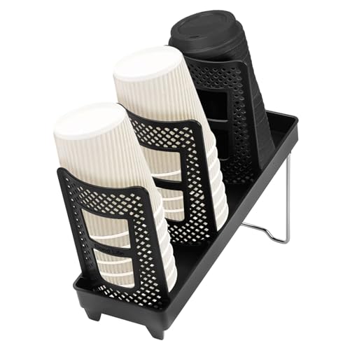 Becher und Deckelhalter, Kaffeetassenspender, Einweg Kaffeetassen Organizer mit 3 Fächer, Einwegbecher Spender für Kaffeestation, Papierbecher Aufbewahrungshalter für Bar, Arbeitsplatte, Buffet Becher und Deckelhalter, Kaffeetassenspender, Einweg Kaffeetassen Organizer mit 3 Fächer, Einwegbecher Spender für Kaffeestation, Papierbecher Aufbewahrungshalter für Bar, Arbeitsplatte, Buffet von BlyeMichdi