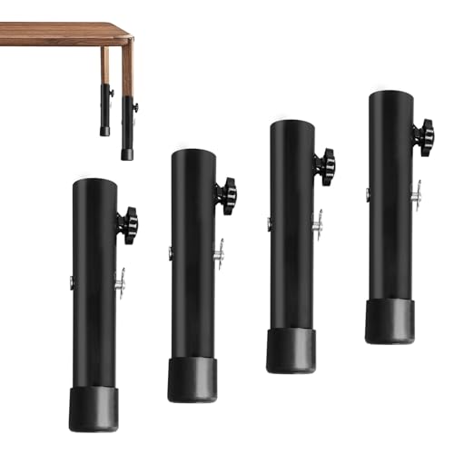 4 Stück Klappbare Tischbeinverlängerung，Verstellbare Tischbeine, Höhenverstellbar,Möbelfuss Verstellbar 20 cm Durchmesser 3,55 cm,Schwarz Tischfuß,Geeignet für Sofas, Möbelbeine, Schreibtische von BlyeMichdi