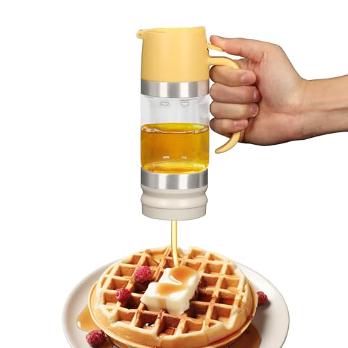 BlyeMichdi Honigspender Glas, 315ml 10,65oz Sirup Spender, Honigspender Glas Tropffrei, Honigglas mit Griff, Abnehmbare Honigspenderglas für Honig, Sirup, Marmelade von BlyeMichdi