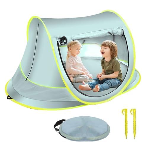 Baby Strand Zelt Pop Up, Baby Strandmuschel mit UV Schutz, 140 x 95 x 60 cm UPF 50+ Tragbar Extra Light Strandzelt für Kleinkinder 0-2 Jahre für Reisen Picknick Garten mit Tragetasche, Blaugrau von BlyeMichdi