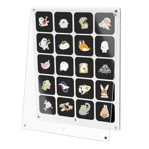 Emaille Pin Display, Pin Display Holder, 20 Fächer Anstecknadel Sammlung Pin Sammlung Vitrine, Pin Sammlung Organizer, Staubdicht, für Emaille Anstecknadeln, Schmucknadeln, Abzeichen von BlyeMichdi