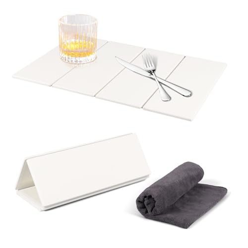Geschirrmatte Abtropfmatte Stein, 60x40cm Wasserabsorbierende Faltbare Kieselgur Quick Dry Matte für Küche, Kaffeemaschine Matte Abtropfmatte Spüle für Geschirr Tassen, mit Saugfähiges Handtuch Geschirrmatte Abtropfmatte Stein, 60x40cm Wasserabsorbierende Faltbare Kieselgur Quick Dry Matte für Küche, Kaffeemaschine Matte Abtropfmatte Spüle für Geschirr Tassen, mit Saugfähiges Handtuch von BlyeMichdi