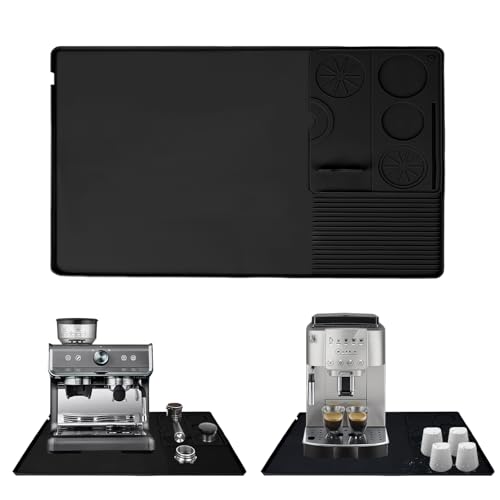 Unterlage Kaffeemaschine, 60 x 40cm Silikon Kaffeematte mit Konvexem Rand, 25 x 20cm Abnehmbar Kaffee Tampermatte, Hitzebeständiges Rutschfeste Matte Kaffee Bar Zubehör für Ninja Luxe Cafe (Schwarz) Unterlage Kaffeemaschine, 60 x 40cm Silikon Kaffeematte mit Konvexem Rand, 25 x 20cm Abnehmbar Kaffee Tampermatte, Hitzebeständiges Rutschfeste Matte Kaffee Bar Zubehör für Ninja Luxe Cafe (Schwarz) von BlyeMichdi