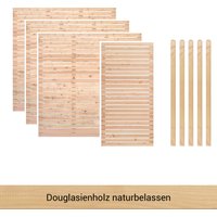 BM Massivholz Zaun "Kurt Set 3.1" 3 Elemente 180 x 180cm, 1 Element 90x180cm, 5 Pfosten, Länge 190cm von Bm Massivholz