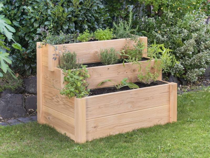 BM TYP 538 Stufenhochbeet, 106 x 76 x 73 cm, Douglasie natur von Bm Massivholz