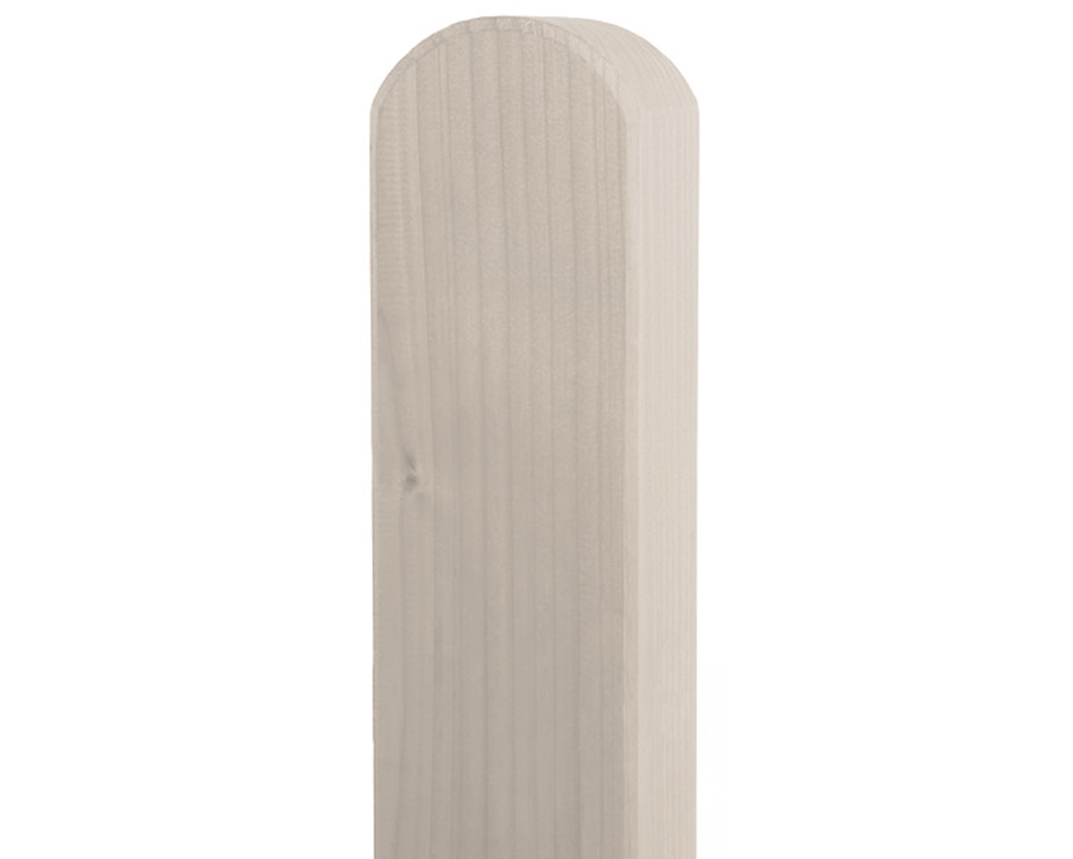 Zaunpfosten vierkant Douglasie Kopf gerundet-100 cm-weiß 1 von Bm Massivholz