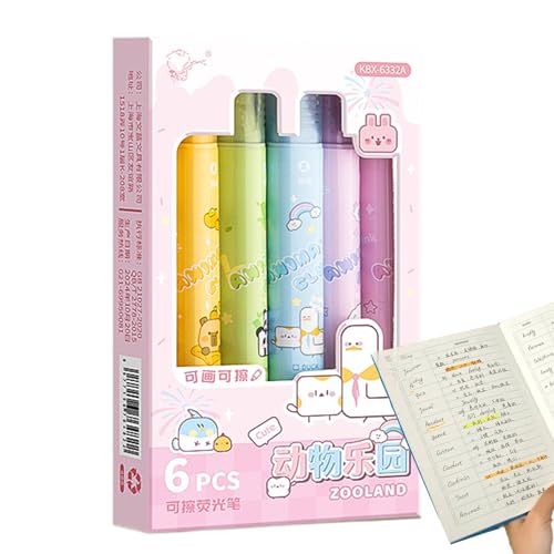 Bmdjdq ElaSable Highlighter, Doppel-Tip-Studienmarker, Schnelltrockenplanerstifte, Reibung löschbar, doppelte Tipps, 15 cm, für Journaling Planner Notes Project Nites Notizenstudie von Bmdjdq