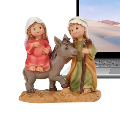 Bmdjdq Katholische Statuen,Religiöse Cartoon Joseph und Maria Weihnachts Skulpturen | Religiöse Skulpturen Figuren Deko - Christliche Tisch Kamin Kirche von Bmdjdq