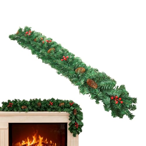 Weihnachtsgirlande für Kamin | 2.7 Meter Hochzeitsdekoration Girlande,Künstliche Rankengirlande Mit Roten Beeren Und Tannenzapfen Deko | Für Weihnachten Hochzeit Zuhause Tisch Dekoration von Bmdjdq
