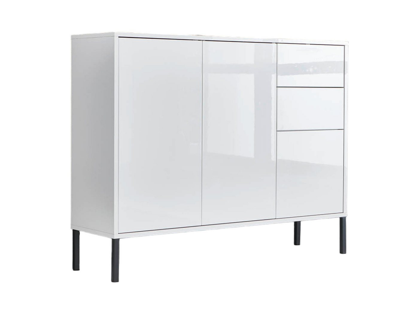 BMG Möbel Kommode Mailand 10 (Schubladenkommode Anrichte Sideboard, mit hochwertigen Metallfüßen), Push-to-Open-Funktion von BMG Möbel