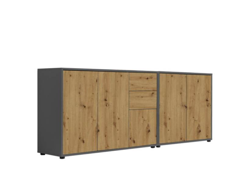 BMG Möbel Kommode Sideboard Mailand Set 10 in verschiedenen Ausführungen (2tlg), Korpus in Anthrazit, mit Anti-Fingerprint-Beschichtung von Bmg Möbel