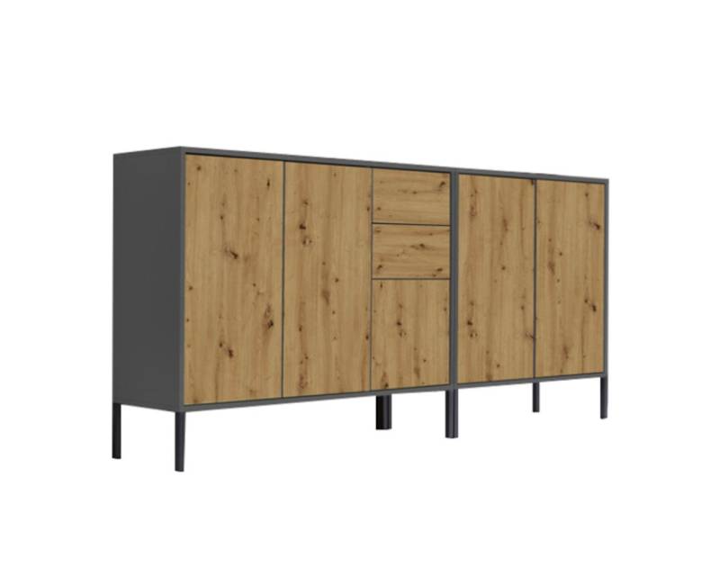 BMG Möbel Kommode Sideboard Mailand Set 10 in verschiedenen Ausführungen (2tlg), Korpus in Anthrazit, mit Anti-Fingerprint-Beschichtung von Bmg Möbel