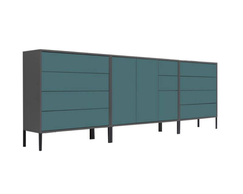 BMG Möbel Kommode Sideboard Mailand Set 8 in verschiedenen Ausführungen (3tlg), Korpus in Anthrazit, mit Anti-Fingerprint-Beschichtung von Bmg Möbel