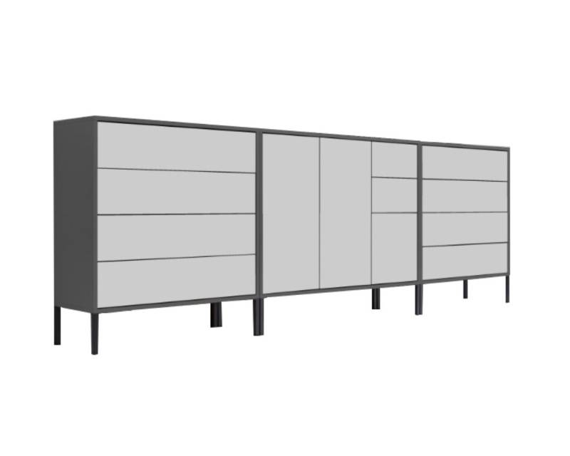 BMG Möbel Kommode Sideboard Mailand Set 8 in verschiedenen Ausführungen (3tlg), Korpus in Anthrazit, mit Anti-Fingerprint-Beschichtung von Bmg Möbel