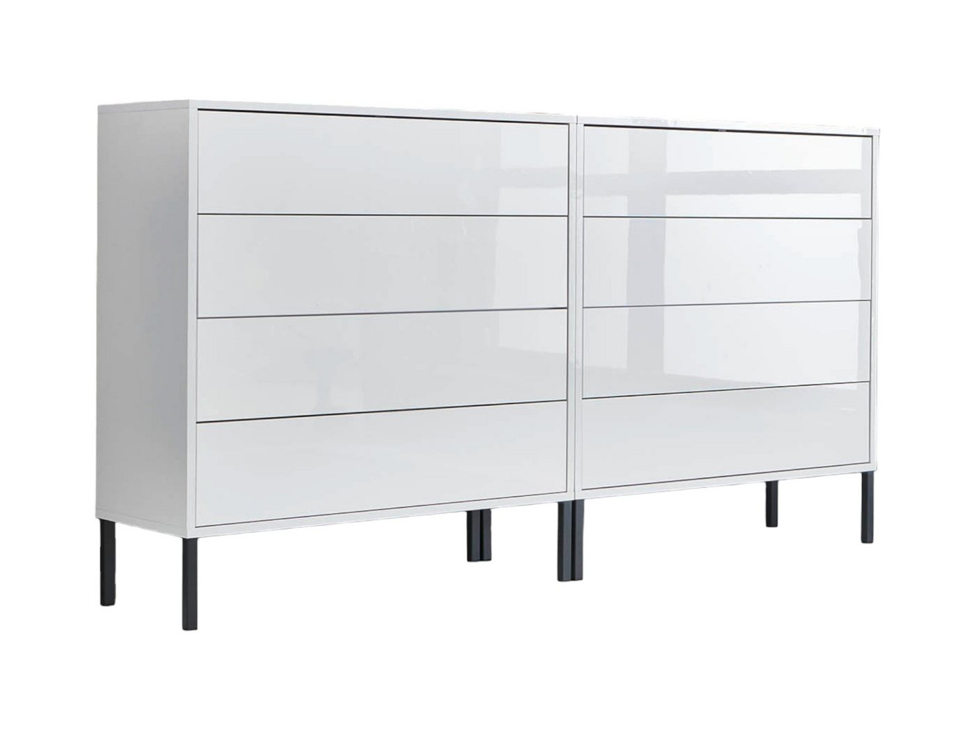 BMG Möbel Sideboard Mailand Set 1 (Kommode Schubladenkommode Anrichte, mit hochwertigen Metallfüßen), Push-to-Open-Funktion von Bmg Möbel