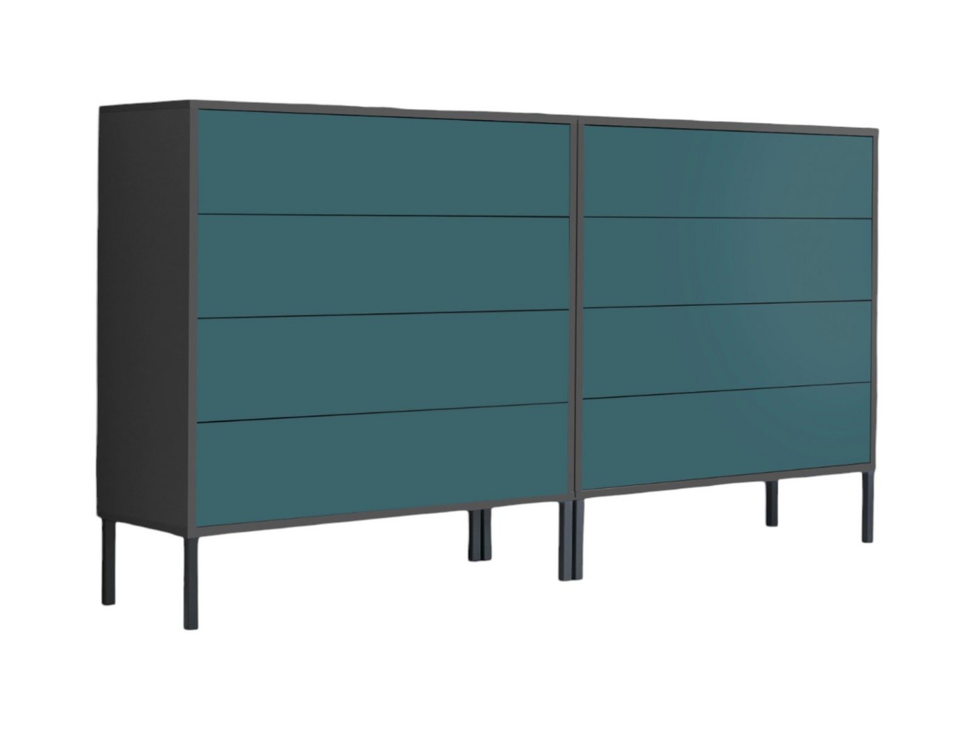 BMG Möbel Sideboard Mailand Set 1 (Schubladenkommode Kommode Anrichte, mit hochwertigen Metallfüßen), Push-to-Open-Funktion von Bmg Möbel