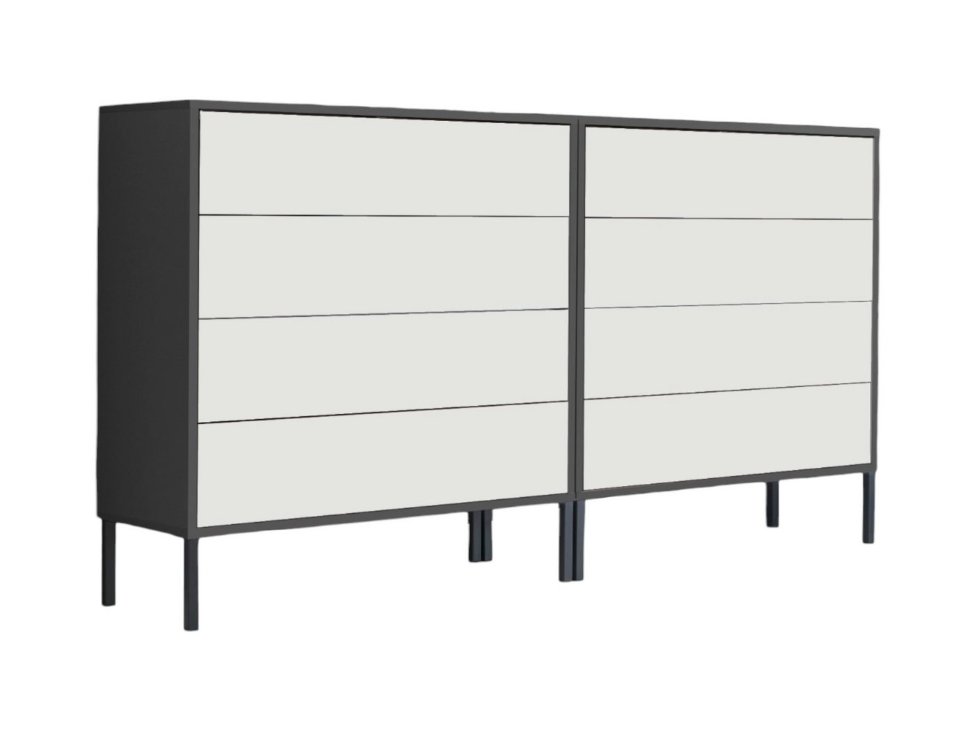 BMG Möbel Sideboard Mailand Set 1 (Schubladenkommode Kommode Anrichte, mit hochwertigen Metallfüßen), Push-to-Open-Funktion von Bmg Möbel