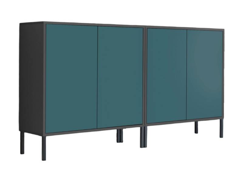 BMG Möbel Sideboard Mailand Set 2 (Schubladenkommode Kommode Anrichte, mit hochwertigen Metallfüßen), Push-to-Open-Funktion von Bmg Möbel