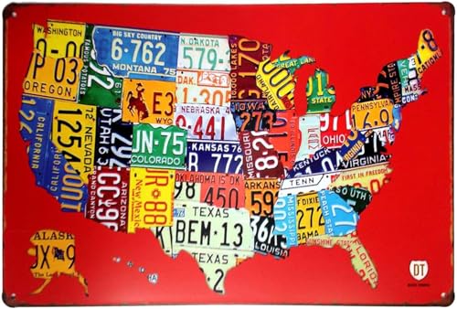 Red Us Map Route 66 Retro-Dekor-Metallschild, Vintage-Blechschild, 20,3 x 30,5 cm Red Us Map Route 66 Retro-Dekor-Metallschild, Vintage-Blechschild, 20,3 x 30,5 cm von Bmklfghy