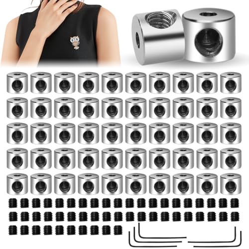 Bmliingchau 50 Stück Pin Keeper Pin Verschluss Schrauben Verschlussstifte Pin Keeper Pin Locker Pin Backs Locking- für Schmuck Brosche Namensschild(Silber Farbe, 6 x 5 mm) von Bmliingchau