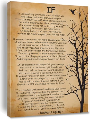 Bmotaso If Kipling Gedicht Wandkunst Rudyard Kipling inspirierendes Poster auf Leinwand Wandkunst für Zuhause Büro Dekor gerahmt 20,3 x 30,5 cm von Bmotaso