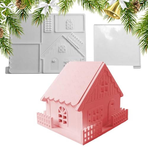 Bmucp Kerzenhalterform aus Silikon in Hausform 2 Stück Snowhouse Kerzenformen Wiederverwendbare Weihnachtshausform Epoxidform Bmucp Kerzenhalterform aus Silikon in Hausform 2 Stück Snowhouse Kerzenformen Wiederverwendbare Weihnachtshausform Epoxidform von Bmucp