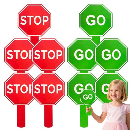 Bmucp Stop-Schilder mit Griff, 10 Wach-Stoppschilder – wasserdichtes doppelseitiges Warnpaddel mit Griffen für Klassenzimmer, Kinder, Bus, Parkplätze, Schule Bmucp Stop-Schilder mit Griff, 10 Wach-Stoppschilder – wasserdichtes doppelseitiges Warnpaddel mit Griffen für Klassenzimmer, Kinder, Bus, Parkplätze, Schule von Bmucp