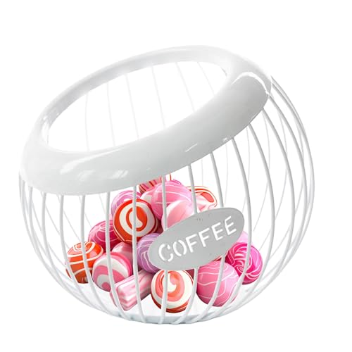 Kaffeekapsel-Korb für Kaffeekapseln, Eisen-Organizer, große Kapazität, dekorative Aufbewahrung für Küchenarbeitsplatte für Kaffeekapseln im offenen Design, perfekt für die von Bmucp
