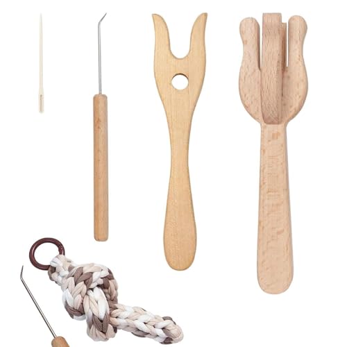 Russet Tools Bastelgabeln aus Holz, tragbare Strickgabeln – Häkelgabeln – Holzkleidungsset zum Stricken – 4 Stück Russet Tools Bastelgabeln aus Holz, tragbare Strickgabeln – Häkelgabeln – Holzkleidungsset zum Stricken – 4 Stück von Bmucp