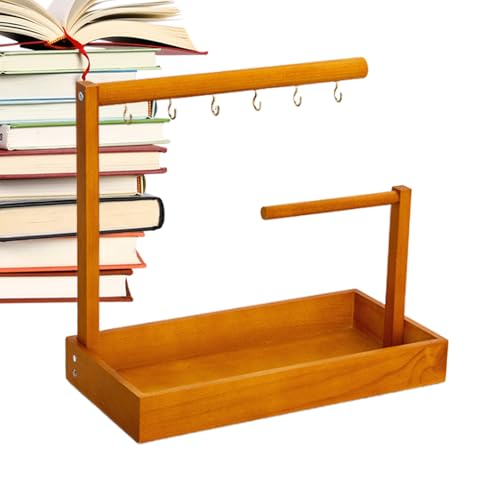 Schlüssel-Organizer mit dekorativem Haken, Mehrzweck-Tablett aus Holz mit 6 robusten Haken, ideal für die Aufbewahrung von Schmuck und Eingang, Schlüssel zum Halten von Badezimmertheke und Schlüssel-Organizer mit dekorativem Haken, Mehrzweck-Tablett aus Holz mit 6 robusten Haken, ideal für die Aufbewahrung von Schmuck und Eingang, Schlüssel zum Halten von Badezimmertheke und von Bmucp