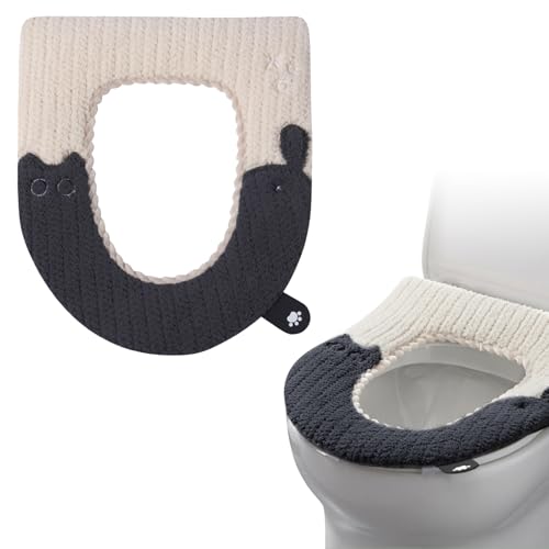 Bncxdc Beheizbare Klobrille, Toilettensitzbezug, Toilettensitz Wärmer, Wiederverwendbar Beheizter Toilettensitz, Waschbar Wc-Sitzbezug (Schwarz) von Bncxdc