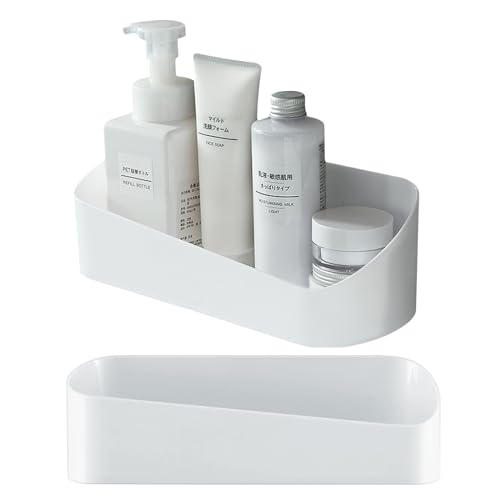 Bncxdc duschablage ohne bohren, 2PCS Kunststoff duschregal, Selbstklebende badezimmer organizer shampoo halterung für dusche, für Küche und Bad mit 2 durchsichtigen Aufklebern (Weiß) von Bncxdc